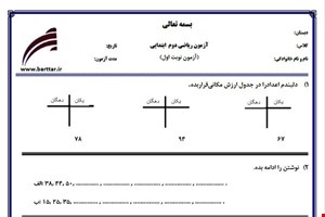 نمونه سوال ریاضی دوم از اول کتاب تا پایان فصل4 (نوبت اول) نمونه9جدید با جواب