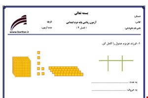 نمونه سوال ریاضی دوم فصل4 (عددهای سه رقمی) نمونه2جدید با جواب